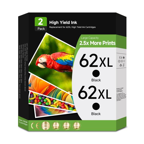 Cartuchos de Tinta ReliInk 62XL Negro Paquete de 2 de Alta Capacidad