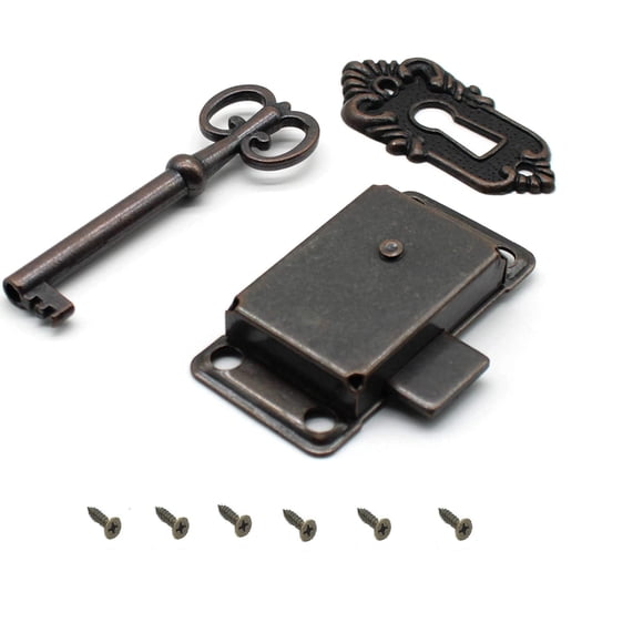 Cerradura vintage para gabinete o alacena con llave y tornillos Sunwish