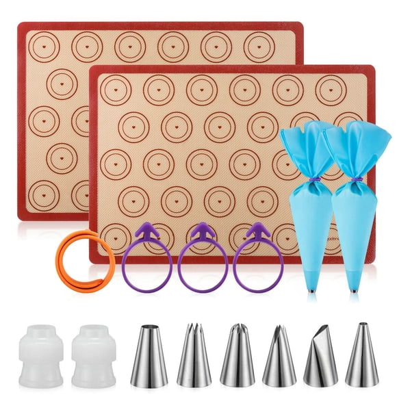 Juego De Alfombrillas Para Hornear Macaron De Silicona (16 Piezas) Con Accesorios