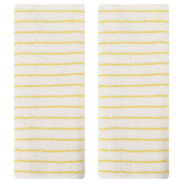 REGALWOVEN Toallas de Mano Clásicas a Rayas, Algodón Suave Absorbente Duradero para Decoración del Hogar Amarillo Claro 2 Piezas
