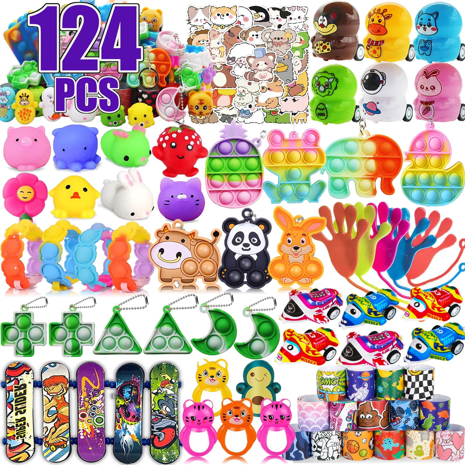 Juguetes Pop Fidget Party Favors Mctuoba Para Niños, 124 Unidades