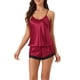 thumbnail image 1 of INSPIRE CHIC Conjunto de Pijama de Satén para Mujer sin Mangas con Escote en V con Encaje Cruzado en la Espalda y Pantalones Cortos Ropa de Dormir Sedosa S Rojo, 1 of 6