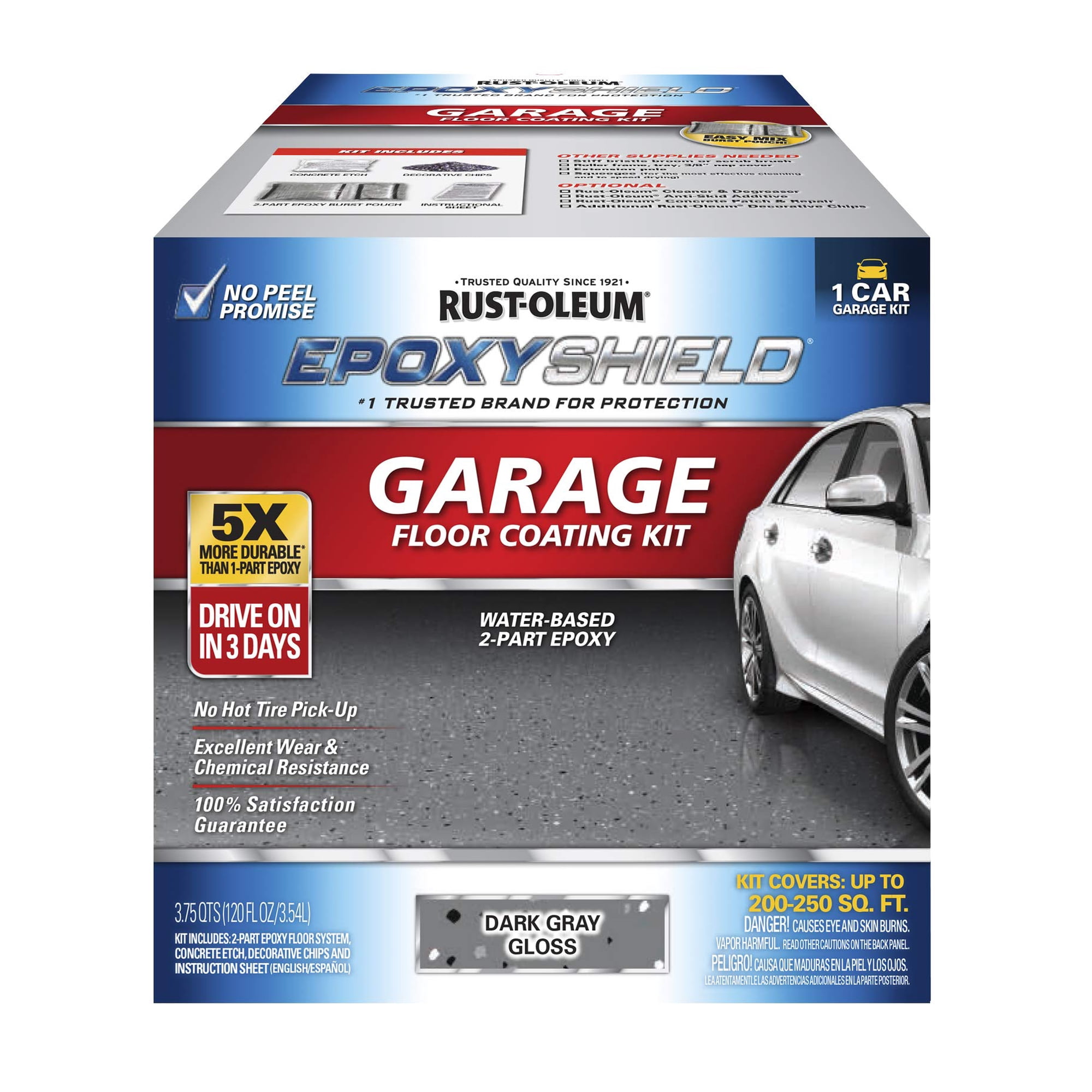 Kit De Revestimiento Para Suelos De Garaje Rust-oleum Epoxyshield Gris Oscuro