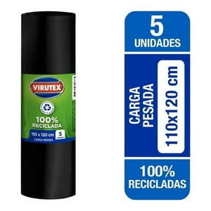 Virutex - Bolsa Para Basura 110X120Cm, 100% Recicladas 5 Un