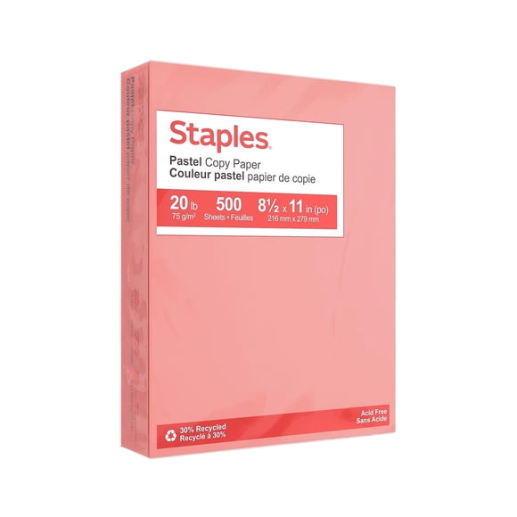 Papel de copia Staples 678824, color salmón pastel, 8.5 x 11 pulgadas, 500 hojas