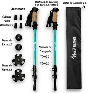 Wild Travel - Pack Bastones De Trekking 2 Unidades Celeste
