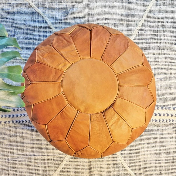 Puff Camel de Cuero Sin Bordados