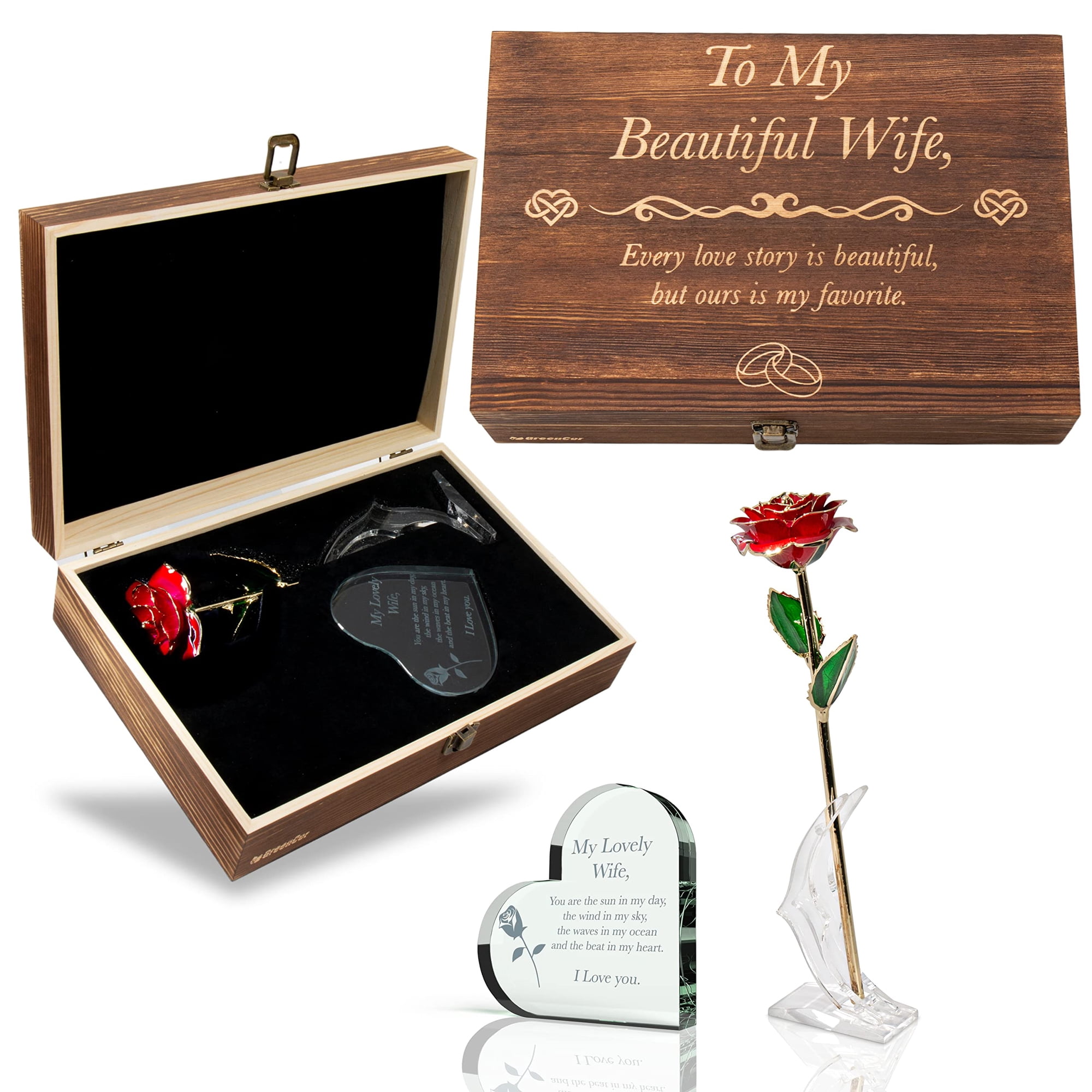 Set De Regalo Greencor Christmas For Wife, Caja De Madera Grabada