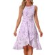 thumbnail image 1 of INSPIRE CHIC Vestido Midi Sin Mangas con Estampado Floral y Volante en el Bajo para Mujer Púrpura S, 1 of 5