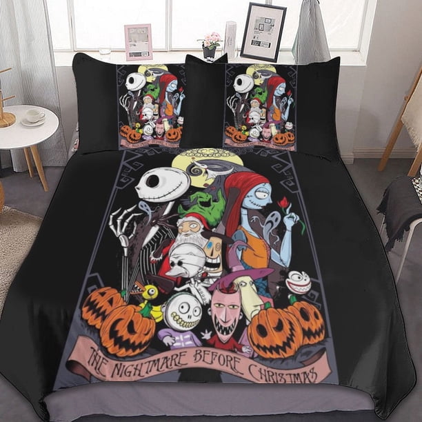 The Nightmare Before Christmas 3 Pcs Bed Breathable Duvet Cover Soft All Seasons Bedding Set