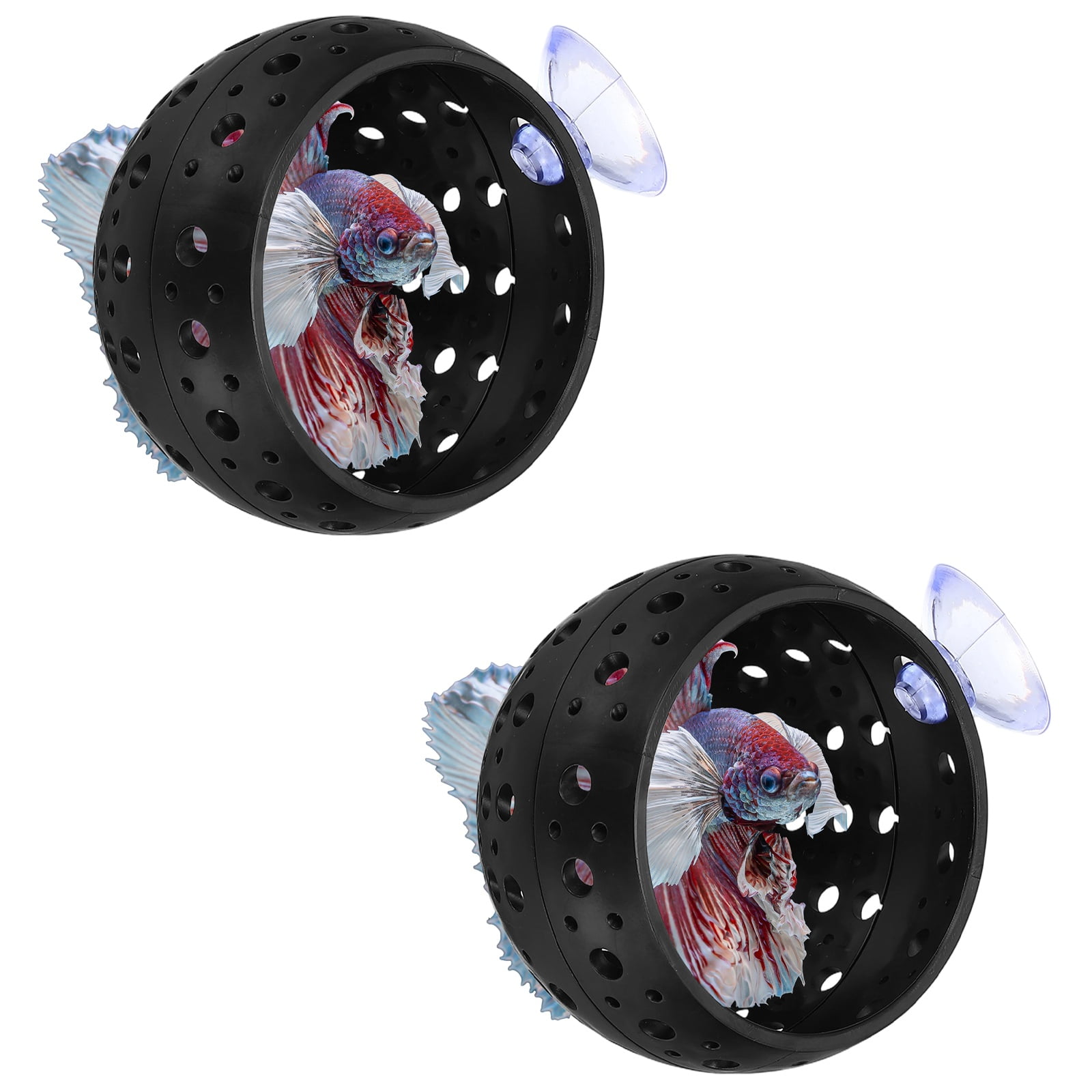 Uxcell Betta Bulb Hide, Accesorios para Tanques de Bettas con Ventosas Decoración de Acuario para Peces, (2 Piezas, Negro), Destinado para Peces Pequeños / Camarones / Guppy