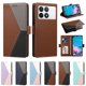 thumbnail image 5 of Funda con Solapa para Xiaomi 14T Pro, Diseño Tricolor con Ranuras, Marrón, 5 of 6