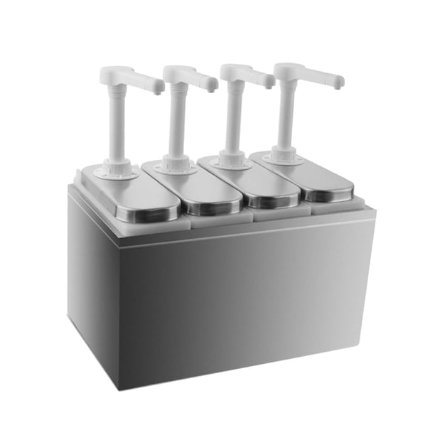 Dispensador de salsas Estación de bombeo de condimentos de 1 l, caja exterior de material acero inoxidable de grado alimenticio y caja interior de plástico Apl 4 bomba