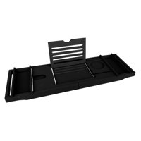 Bothyi - Bañera De Bambú De Lujo, Bandeja Caddy, Organizador De Baño, Estante, Accesorios Para Bañera, Negro