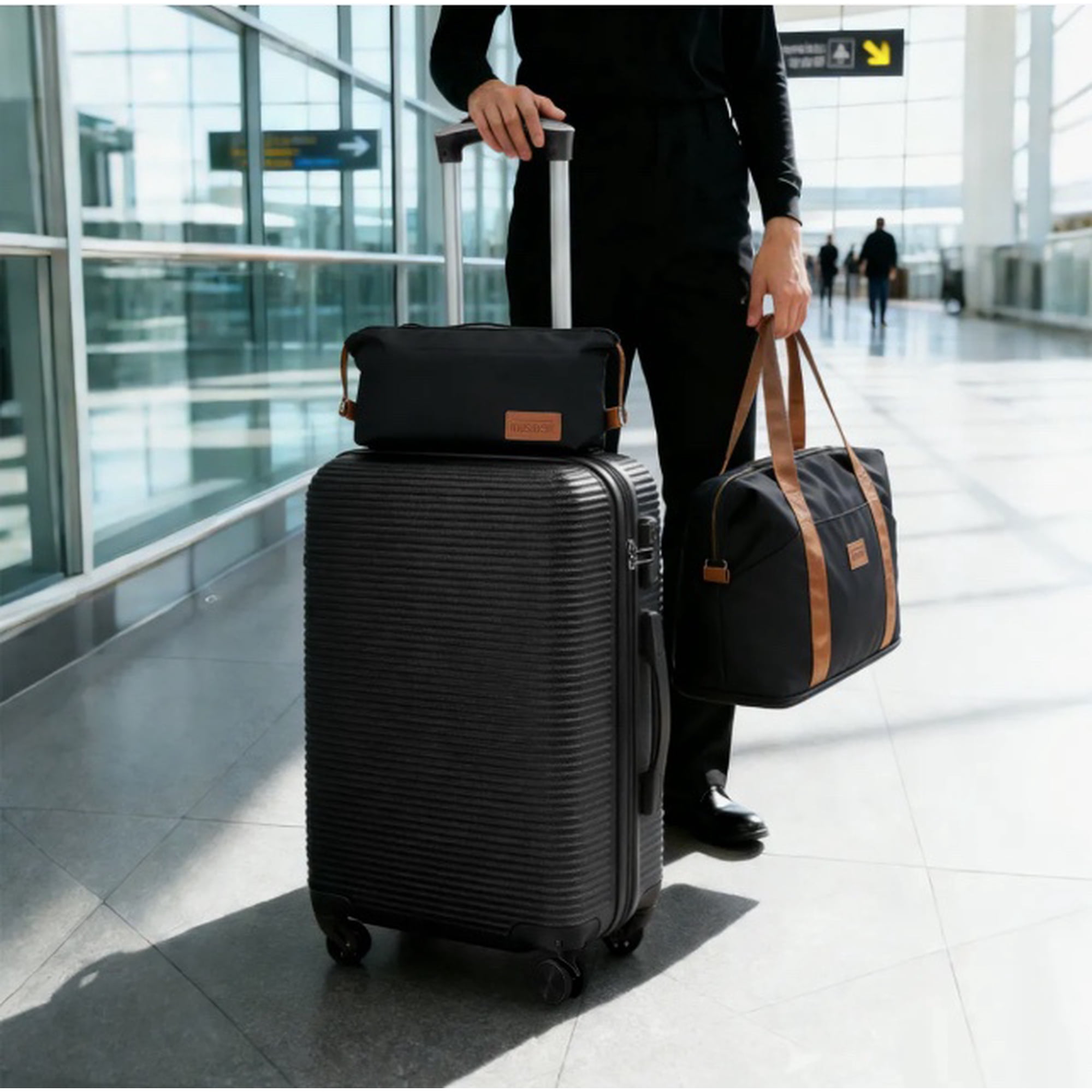 Riqui - Maleta Cabina 10 Kg Equipaje + Accesorios Negro