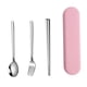 thumbnail image 3 of Utensilios De Acero Inoxidable Con Estuche Para El Lugar De Trabajo De Viaje Escolar 3pcs Rosa, 3 of 3