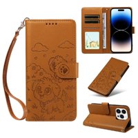 Funda Billetera Foxdock Compatible Con Iphone 14 Pro Max, Diseño Perrito Tierno, Ranuras Para Tarjetas Y Soporte Plegable
