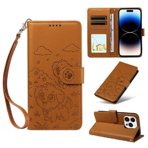 Funda Billetera Foxdock Compatible Con Iphone 14 Pro Max, Diseño Perrito Tierno, Ranuras Para Tarjetas Y Soporte Plegable