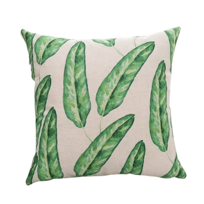 Hogarly - Funda De Cojín 45x45 Cm Hojas Tropicales Hojas Alargadas