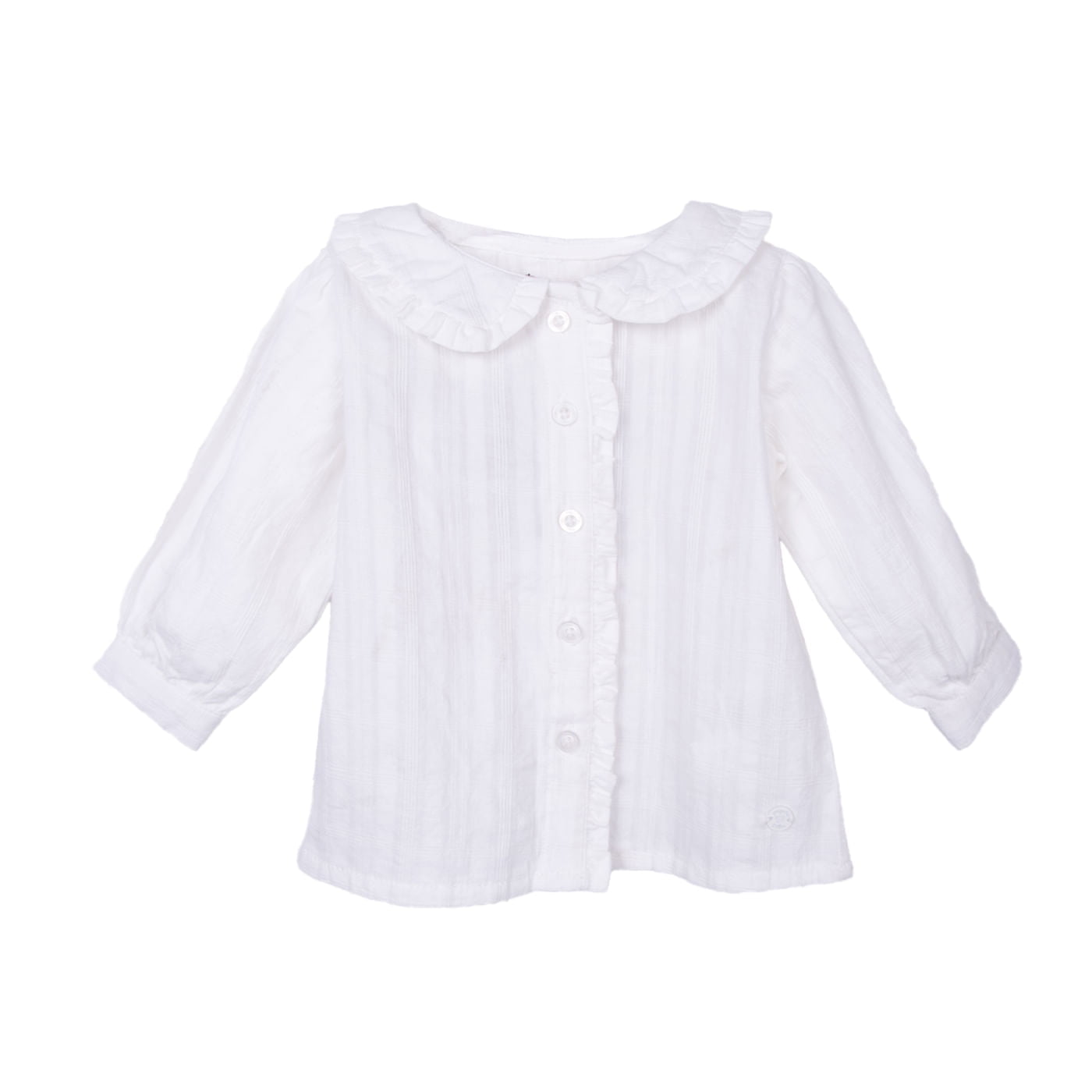 Pillin - Blusa Bebé Niña Manga Larga Lisa Blanco