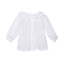 Pillin - Blusa Bebé Niña Manga Larga Lisa Blanco