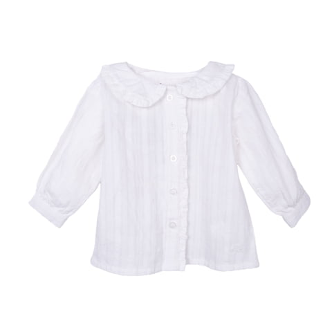 Pillin - Blusa Bebé Niña Manga Larga Lisa Blanco