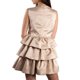 thumbnail image 4 of Jess de Meiko Vestido de Mujer Sin Mangas Ajustado y Acampanado con Botones Decorativos Mini Vestido S Caqui, 4 of 6