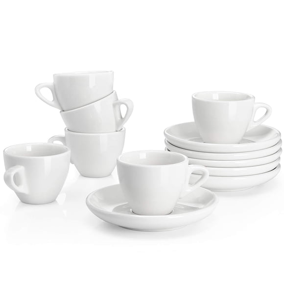 Juego de 6 tazas de espresso Sweese de 60 ml, color blanco