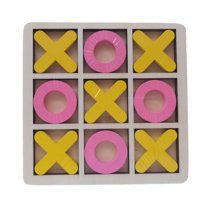 Bothyi - Juego De Mesa De Madera Tic Tac Toe, Juego De Mesa De Ajedrez Xoxo Hecho A Mano Para Viajes, Amarillo Y Rosa