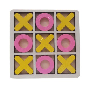 Bothyi - Juego De Mesa De Madera Tic Tac Toe, Juego De Mesa De Ajedrez Xoxo Hecho A Mano Para Viajes, Amarillo Y Rosa