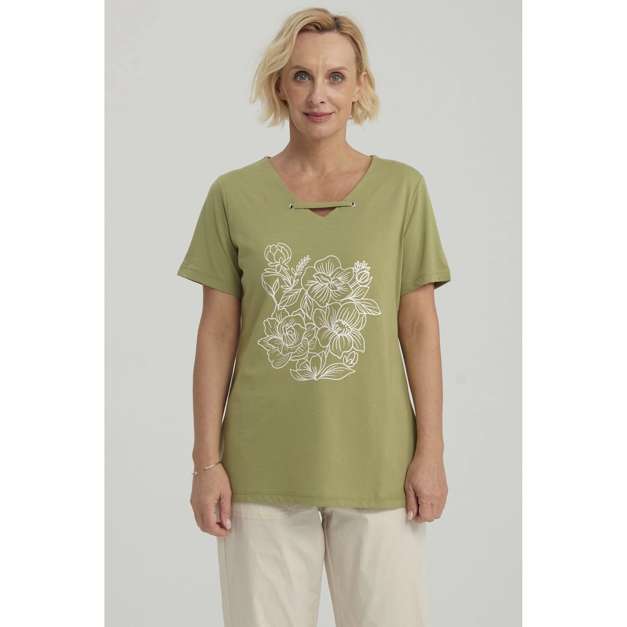Fashionspark - Polera Mujer Con Estampado Verde Claro