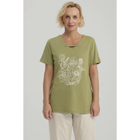 Fashionspark - Polera Mujer Con Estampado Verde Claro