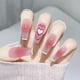 thumbnail image 1 of 24 Uñas postizas de bailarina francesa con diseño de corazón rosa dulce y diseño de corazón con pestañas adhesivas., 1 of 7