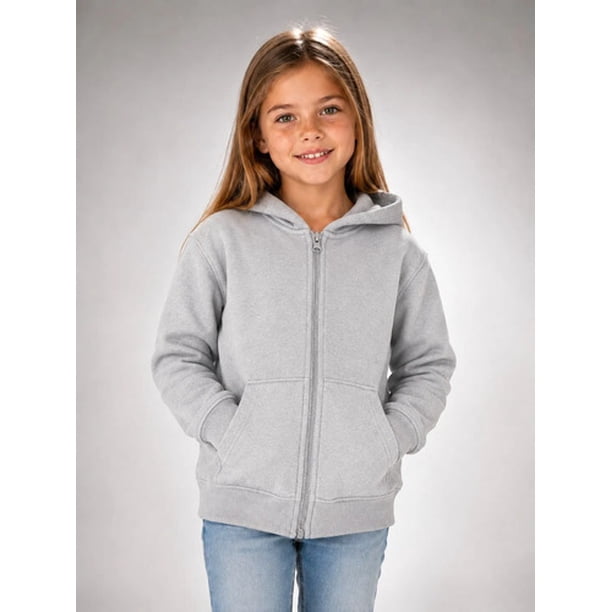 Poleron Canguro Con Cierre De Ninos 340g Basico 70/30 Casual 6 Gris Lisa
