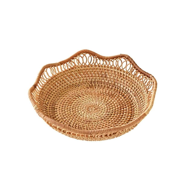 Shuhauk Cesta De Mimbre Para Frutas Y Pan: Organizador Rústico Con Asas, Transpirable Y Fácil De Limpiar Para Encimera De Cocina