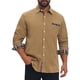 thumbnail image 5 of INSPIRE CHIC Camisa de Vestir para Hombre con Contraste de Cuello a Cuadros Camisas Casual de Botones M Caqui, 5 of 6