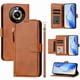 thumbnail image 1 of Funda tipo cartera para Realme Narzo 60Pro con bolsillo con cremallera, tarjetero, soporte, correa para la muñeca y tapa de cuero marrón, 1 of 5