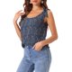 thumbnail image 4 of INSPIRE CHIC Blusa Floral de Verano para Mujer con Decoración de Lazo Casual Tops sin Mangas S Azul Oscuro-Paisley, 4 of 6