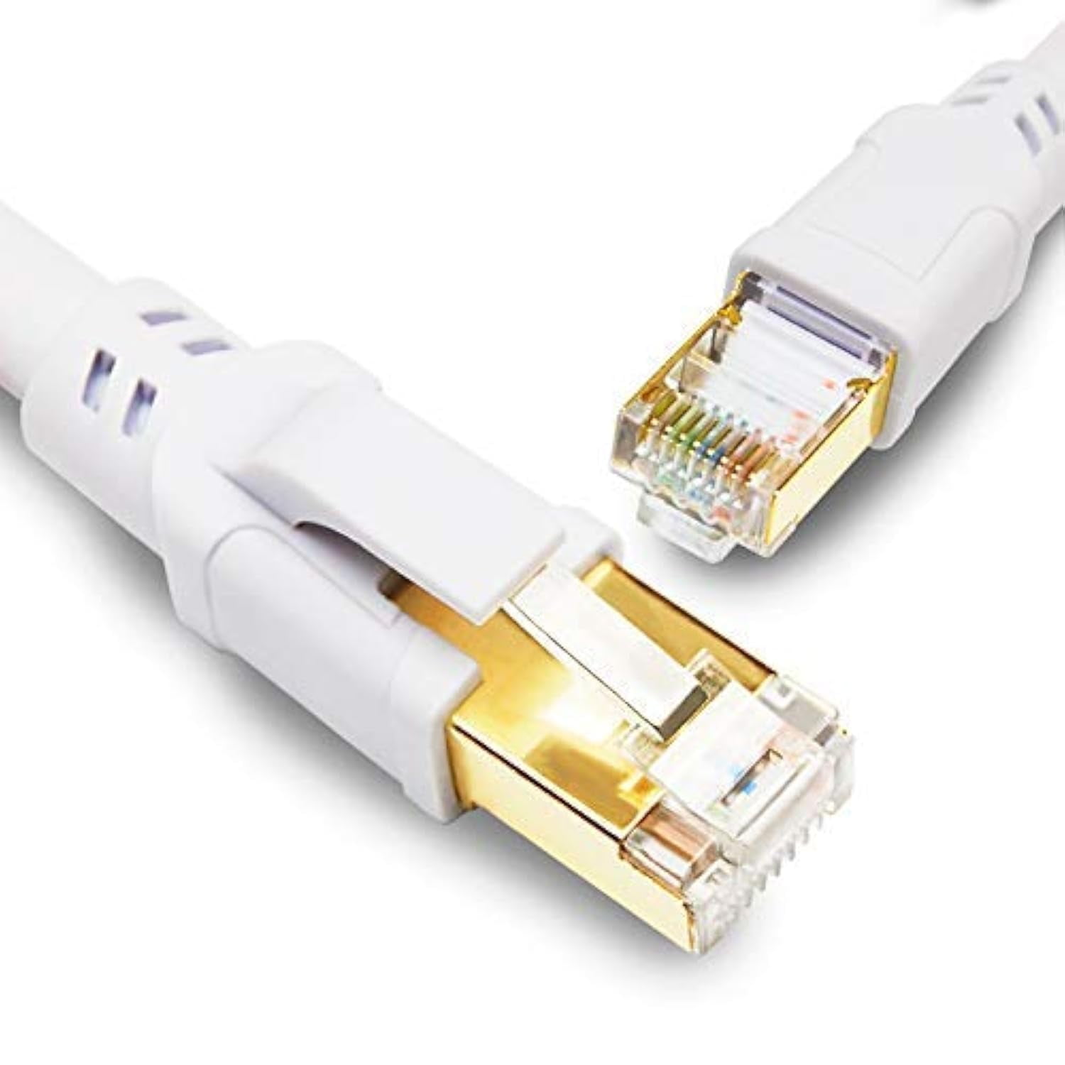 Cable Ethernet Yauhody Cat 8 De 10 Pies, 40 Gbps, 2000 Mhz, Sftp, Blanco