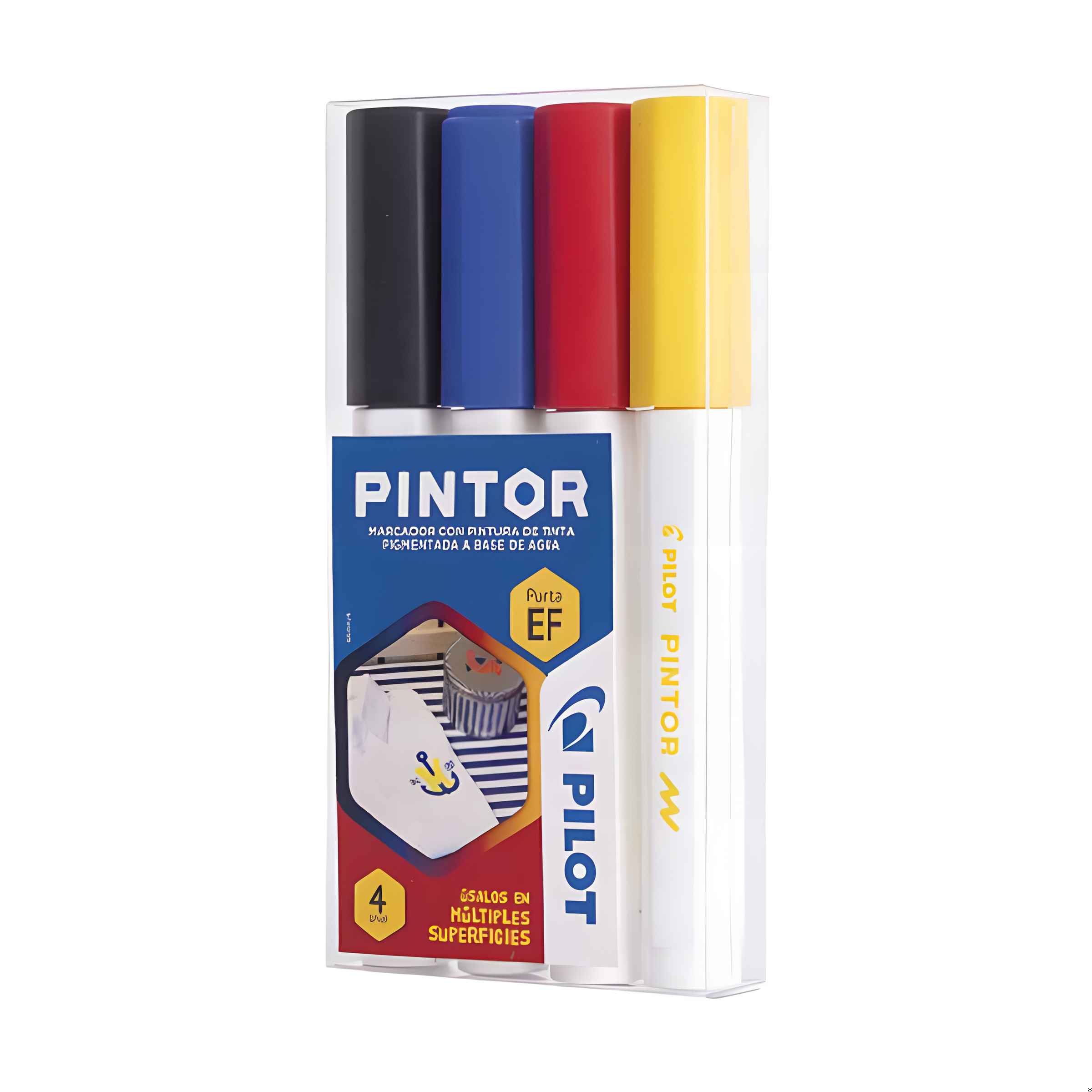 Pilot - Set Marcador Pintor Extra Fino 4Un Negro, Rojo, Azul, Amarillo