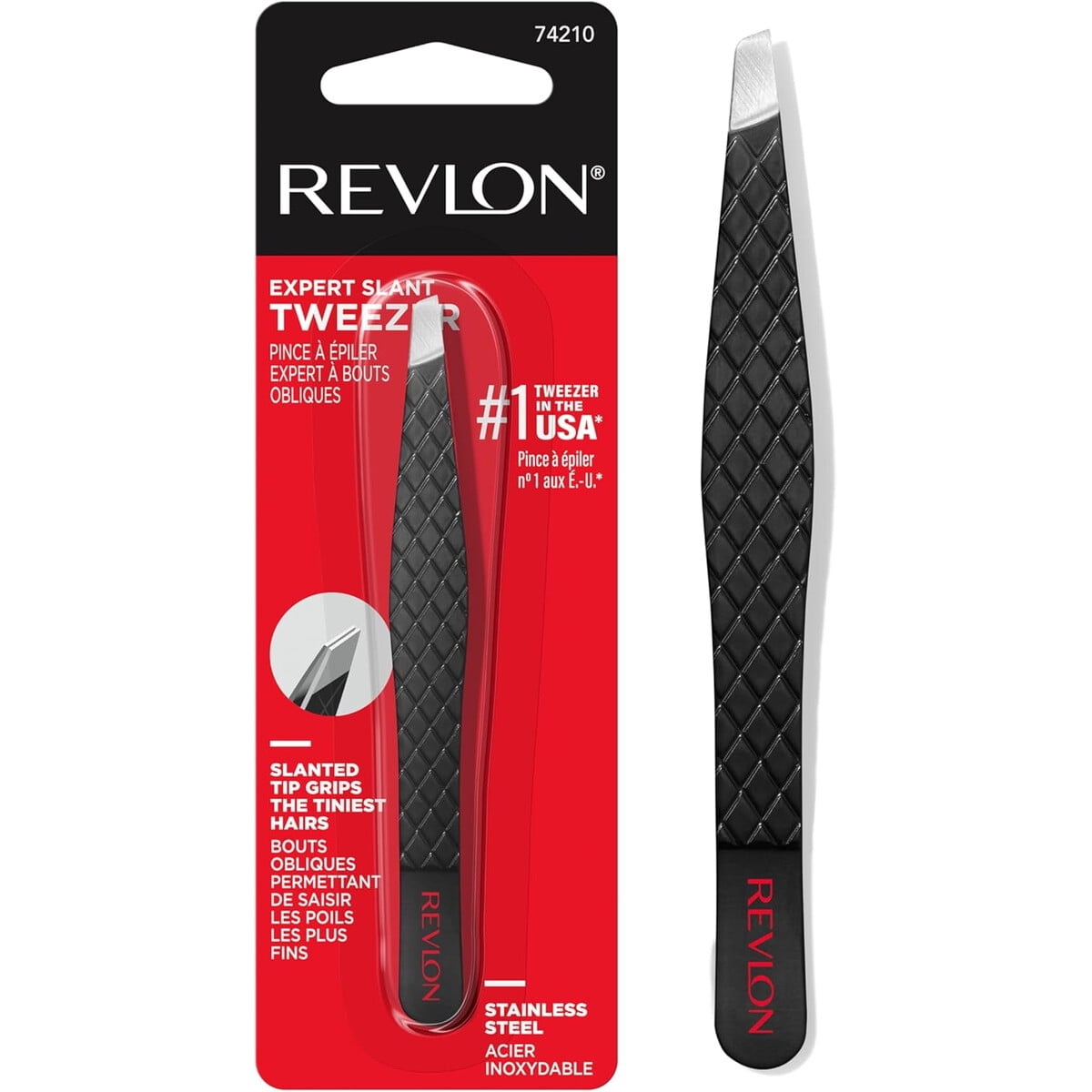 Pinza Depilar Revlon Expert Slant Acero Inoxidable Precisión