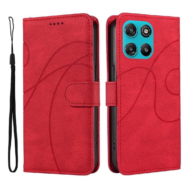 Funda tipo cartera con tapa para Motorola MOTO G100 2025 5G con tarjetero, soporte y cubierta magnética Rojo