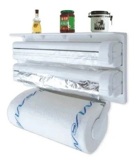 Genérico - Porta Rollo Toalla Nova Triple Dispensador Cocina Alusa Film