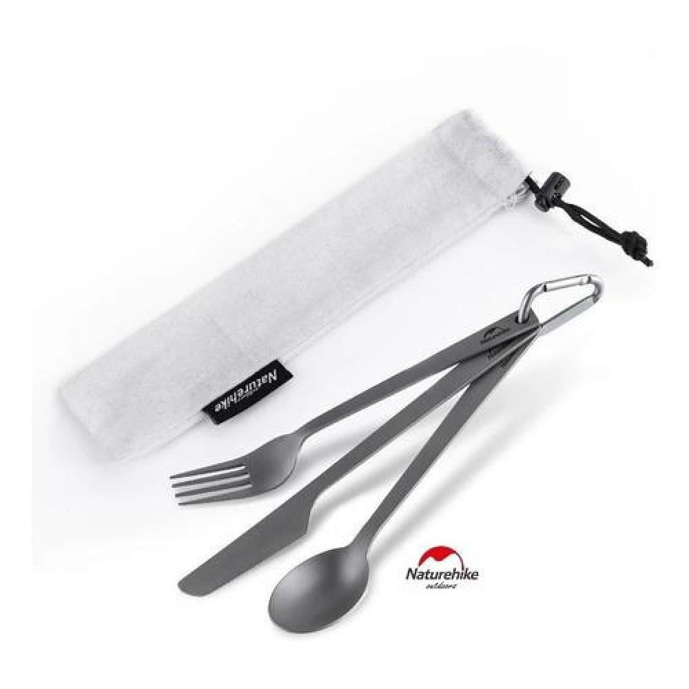 Set Cubiertos Titanio Naturehike Ultraliviano Para Camping