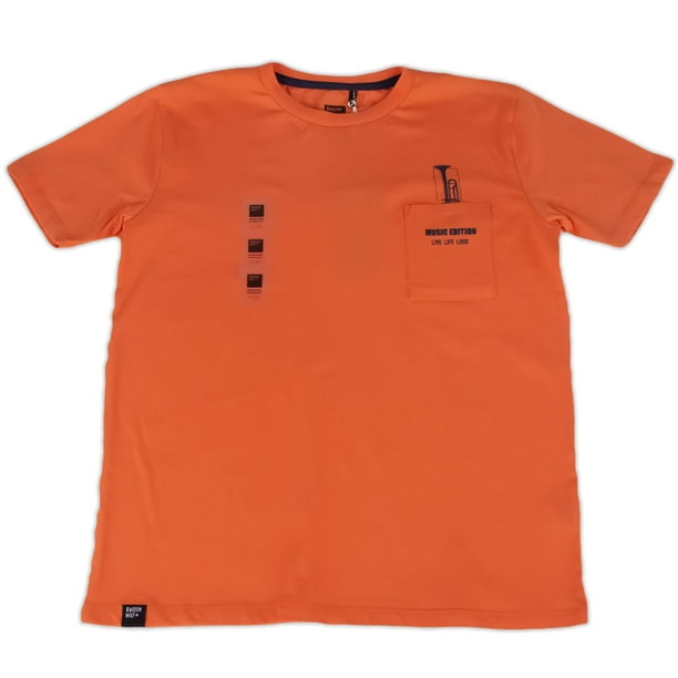 Polera Básica c/Bolsillo Niño Naranjo Pillin
