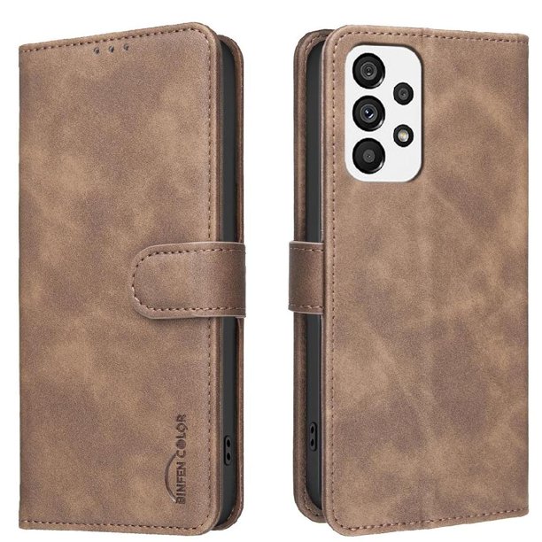 Funda Billetera para Samsung Galaxy A53 Protección RFID y Soporte Ajustable Marrón