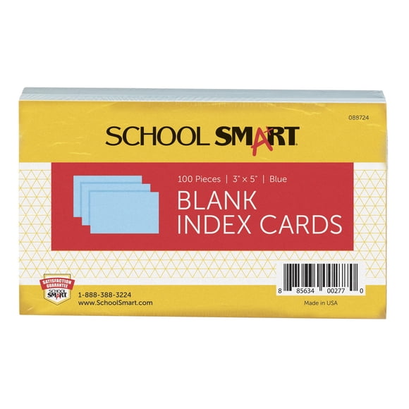 Tarjetas de Índice Escolares Smart en Blanco 3x5'' Azul (Paquete de 100)