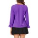 thumbnail image 3 of INSPIRE CHIC Blusa con Volantes para Mujer de Regreso a Clases Elegante para el Trabajo Cuello en V Manga Larga Top Elegante Púrpura Oscuro L, 3 of 7