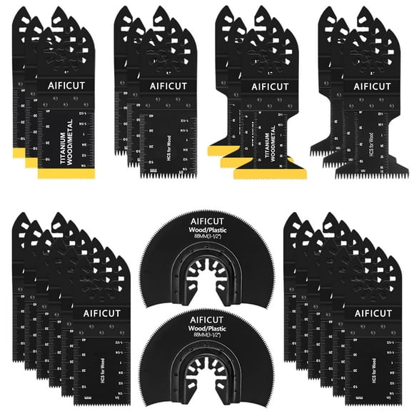 Hojas de sierra oscilantes AIFICUT, 26 unidades, titanio, para madera y metal