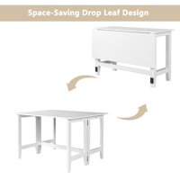 M&Ms - Topmax Farmhouse Wood Extendable Dining Table With Drop Leaf For Small Places, White